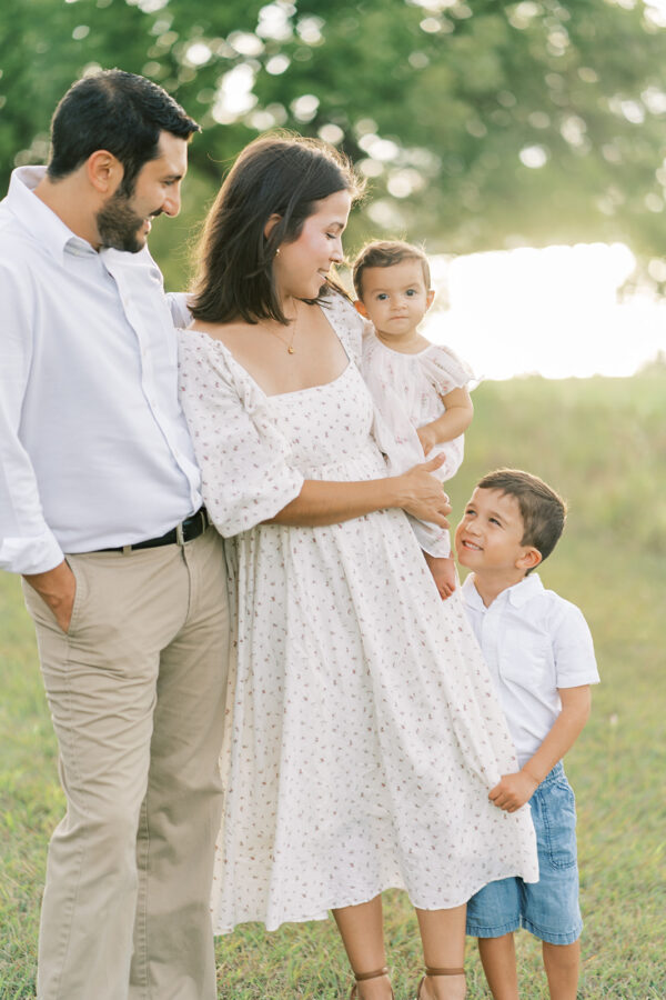 An outdoor family session at a field location in Dallas Texas