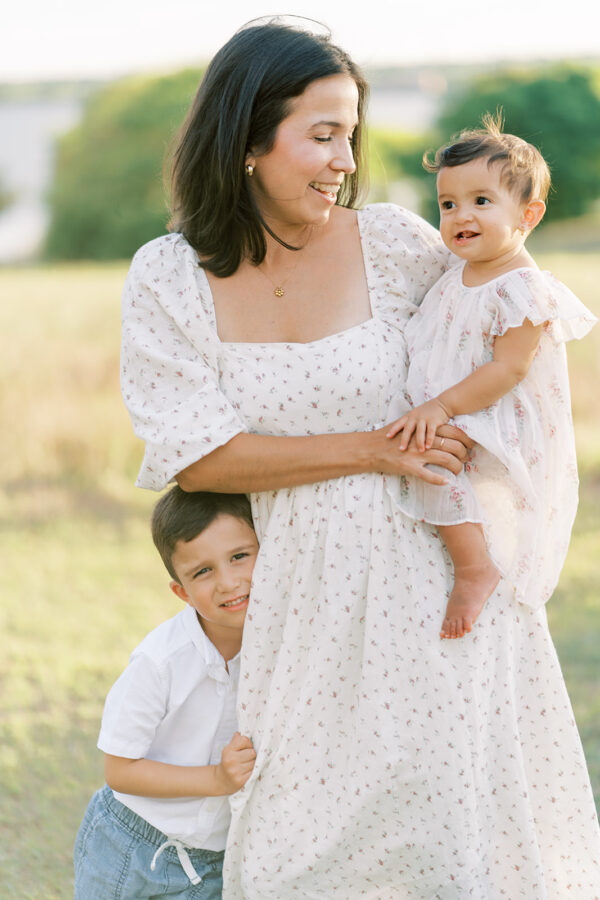 Mom and babies during outdoor family pics