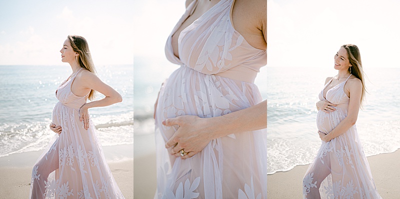 intimate beach maternity session photographed by Kamy Photographie in Miami, FL