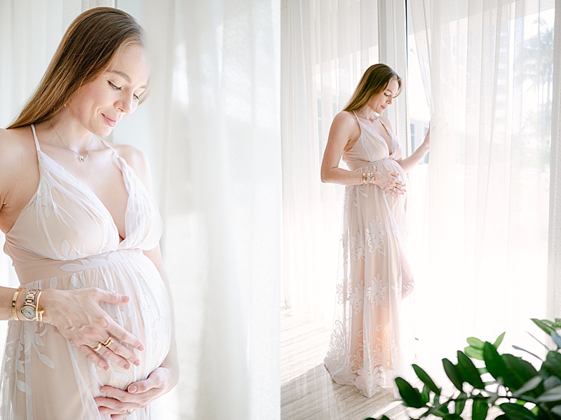 intimate maternity session in studio photographed by Kamy Photographie in Miami, FL