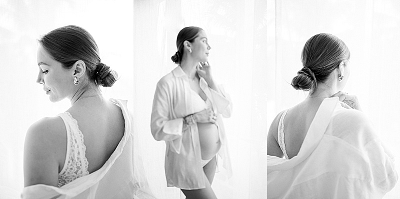 intimate maternity session in studio photographed by Kamy Photographie in Miami, FL