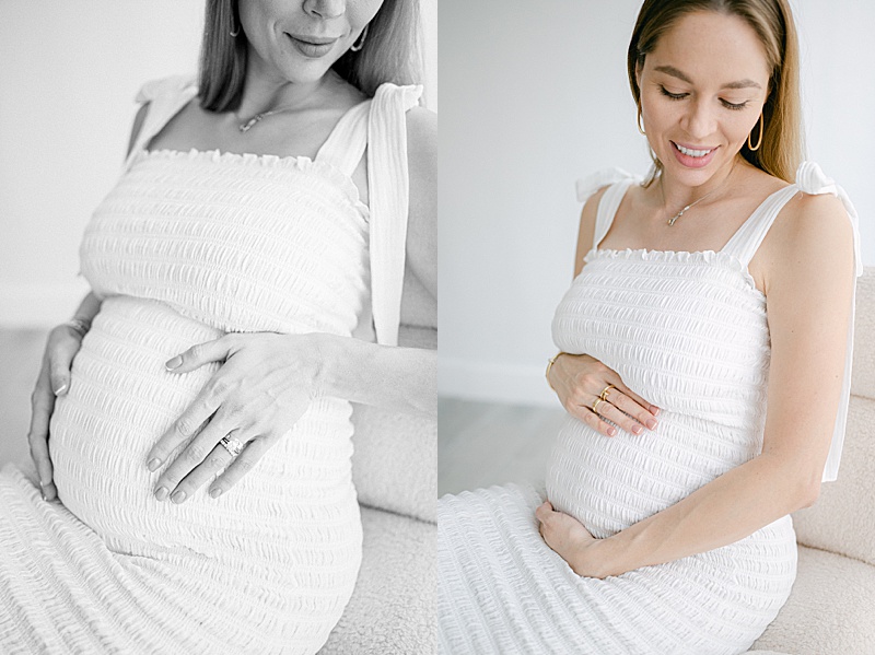 intimate maternity session in studio photographed by Kamy Photographie in Miami, FL