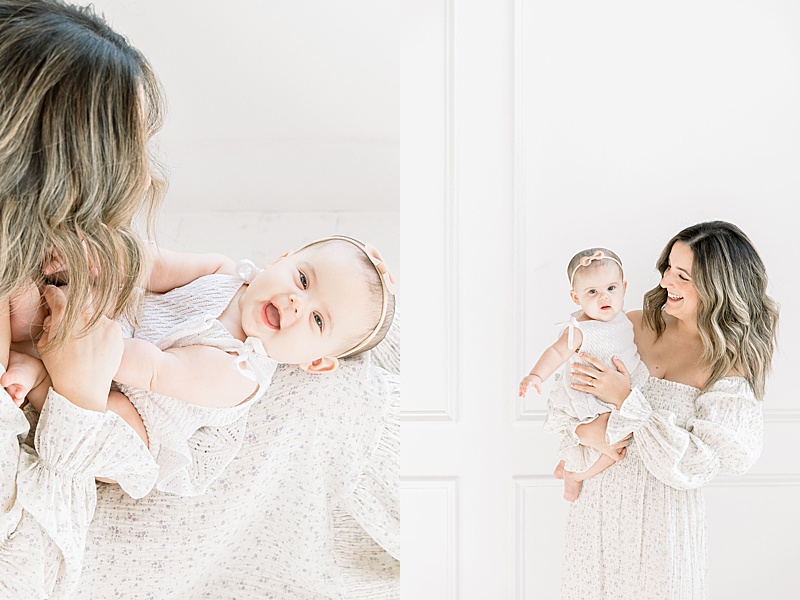 mom and baby girl in Charlotte, NC studio photographed by Katie Patrick Photography