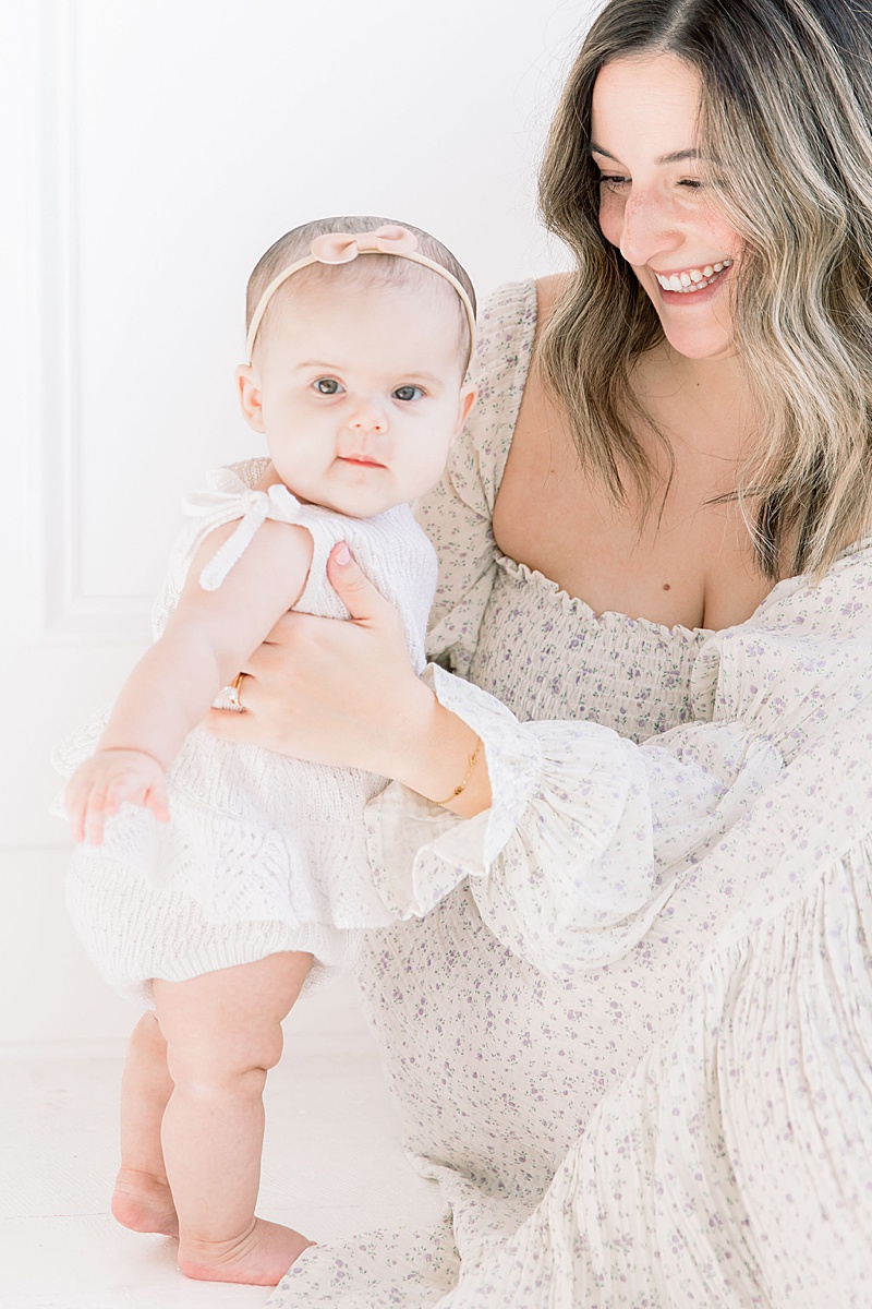 mom and baby girl in Charlotte, NC studio photographed by Katie Patrick Photography