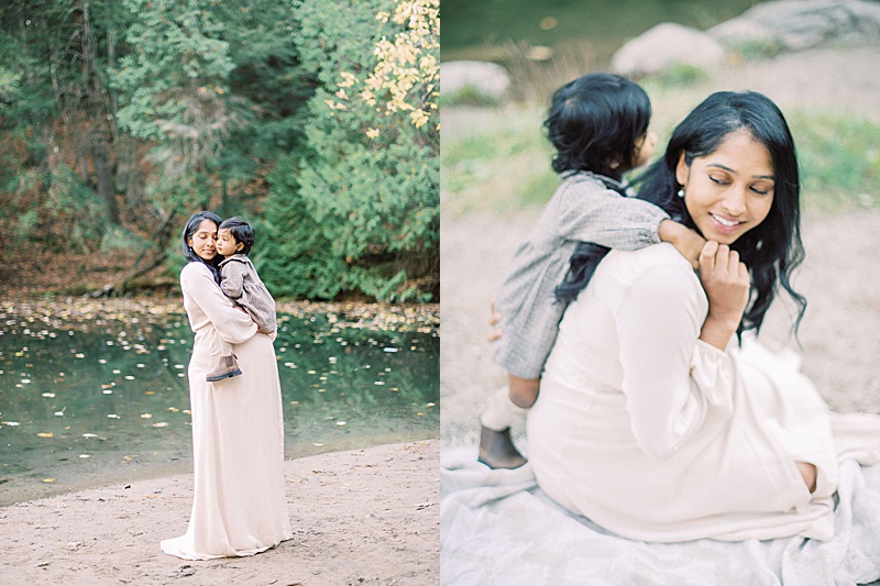 outdoor maternity photography session Ontario Canada motherhood anthology feature pregnant mama with daughter