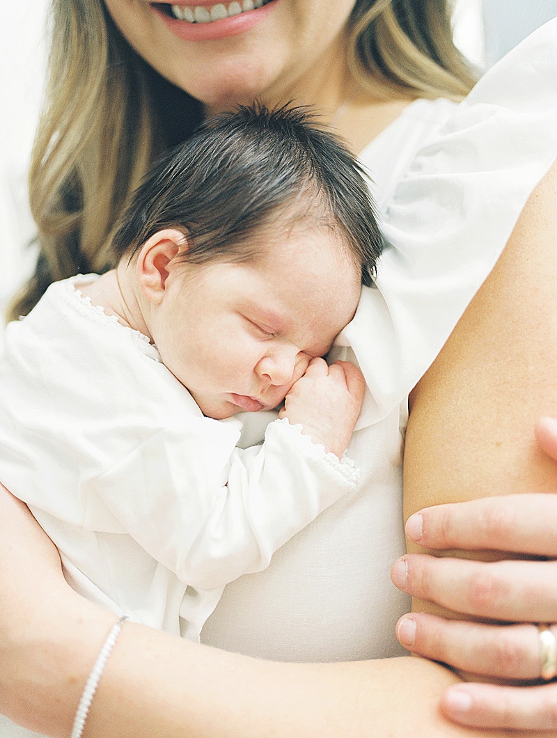 in-home newborn session natural light film photography Jessica brown photography featured on motherhood anthology blog up close newborn image