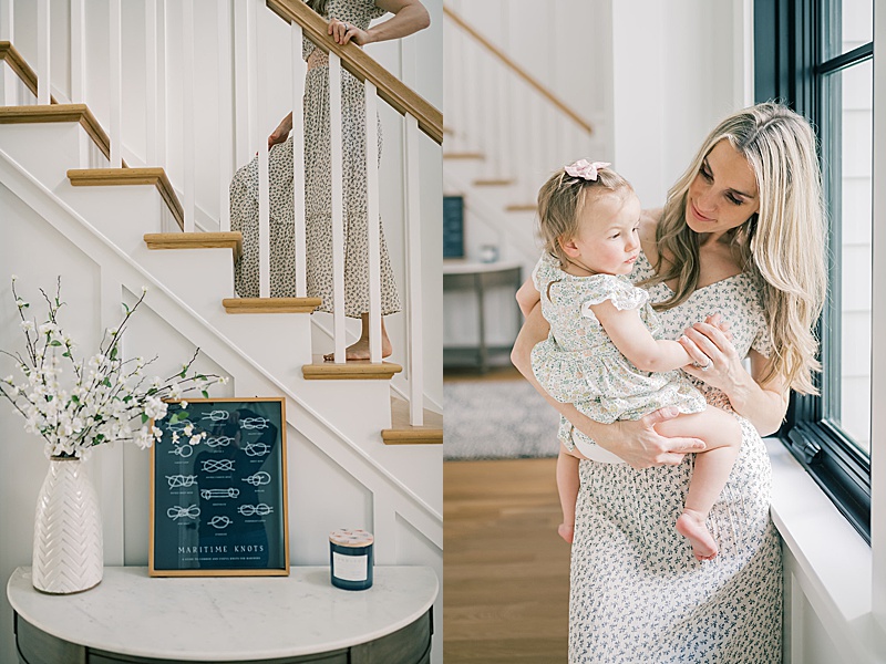 in-home lifestyle photography session emom and daughter in hallway natural light photography 