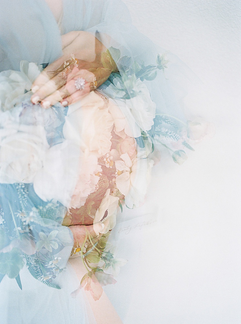 ethereal and whimsical maternity session outdoor garden maternity double exposure photography