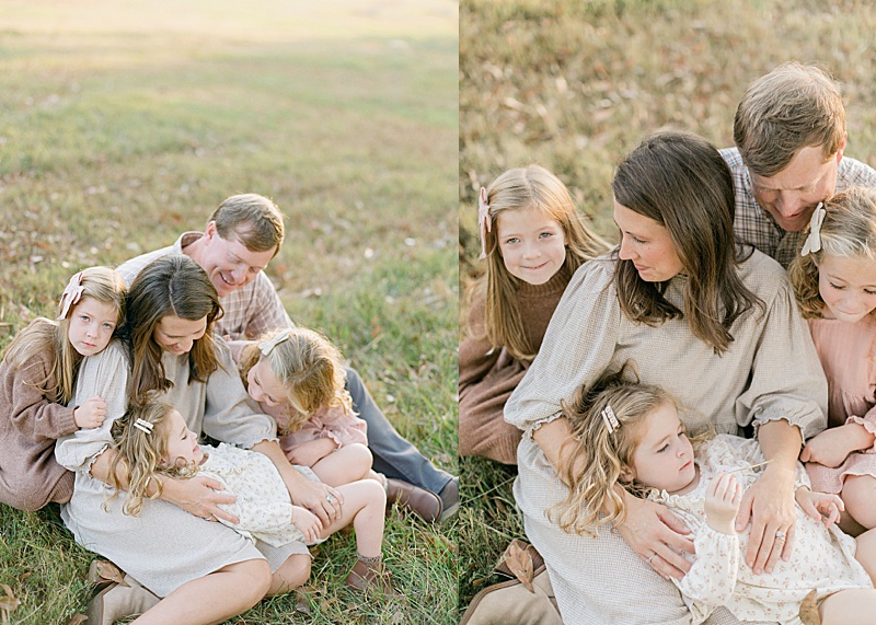 fall family session in birmingham, al all girls family Rachel Stricklin photography golden hour family all together cuddling