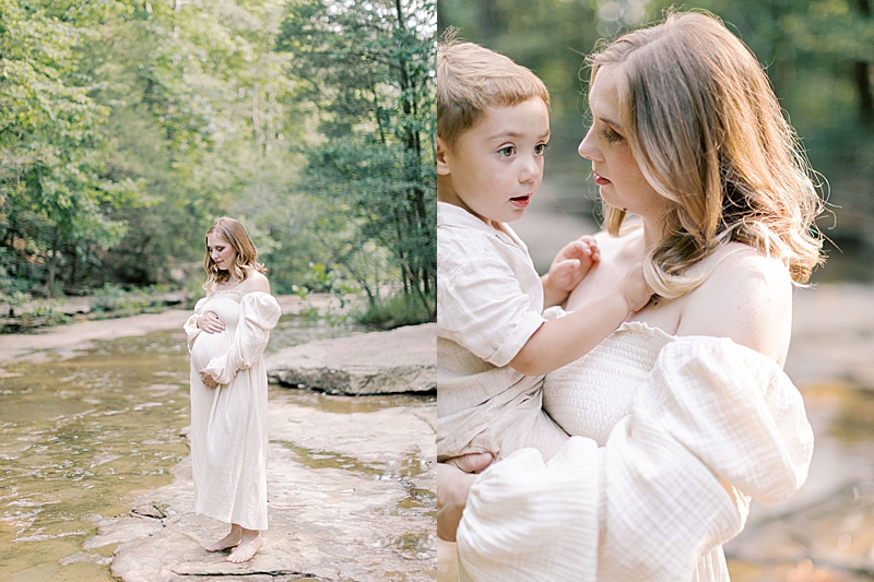 outdoor family and maternity session photography creekside natural light mama and her baby