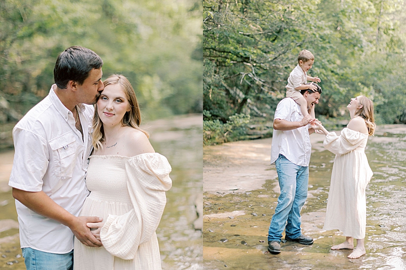 outdoor family and maternity session photography creekside natural light pregnancy mama to be