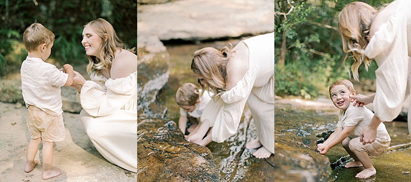 outdoor family and maternity session photography creekside natural light playful and unposed