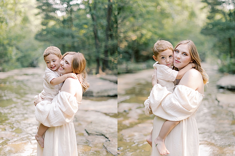 outdoor family and maternity session photography creekside natural light mama and her baby pregnancy