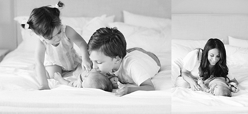 cozy in-home newborn session neutral tones family photography boca raton fl nkb photo featured on the motherhood anthology black and white family images