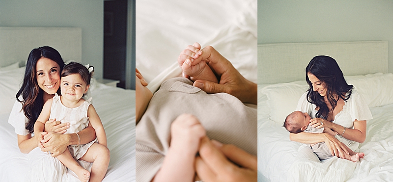 cozy in-home newborn session neutral tones family photography boca raton fl nkb photo featured on the motherhood anthology film photography portra 800