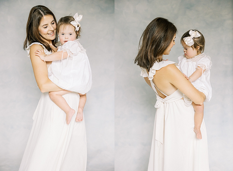 mommy + me photography in studio little girl Down syndrome natural light