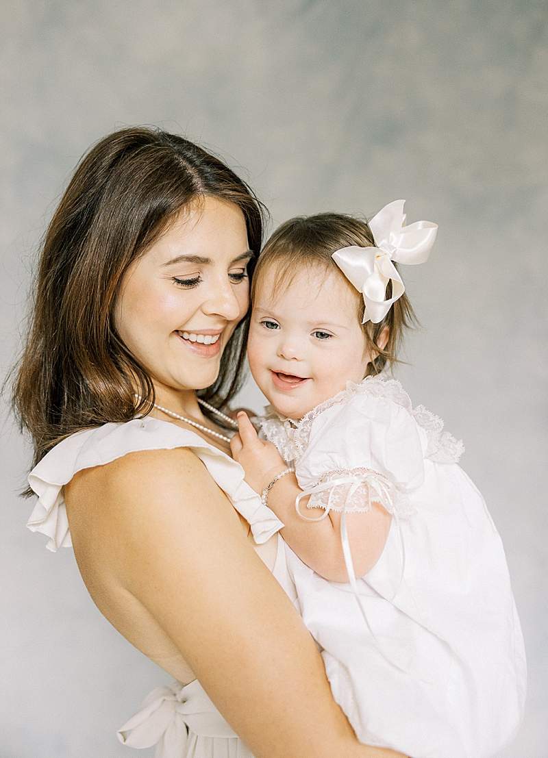mommy + me photography in studio little girl Down syndrome natural light