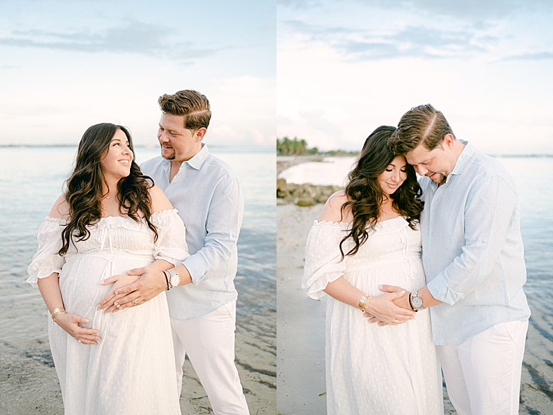 golden hour maternity session beach photography couple session pastel colors film photography