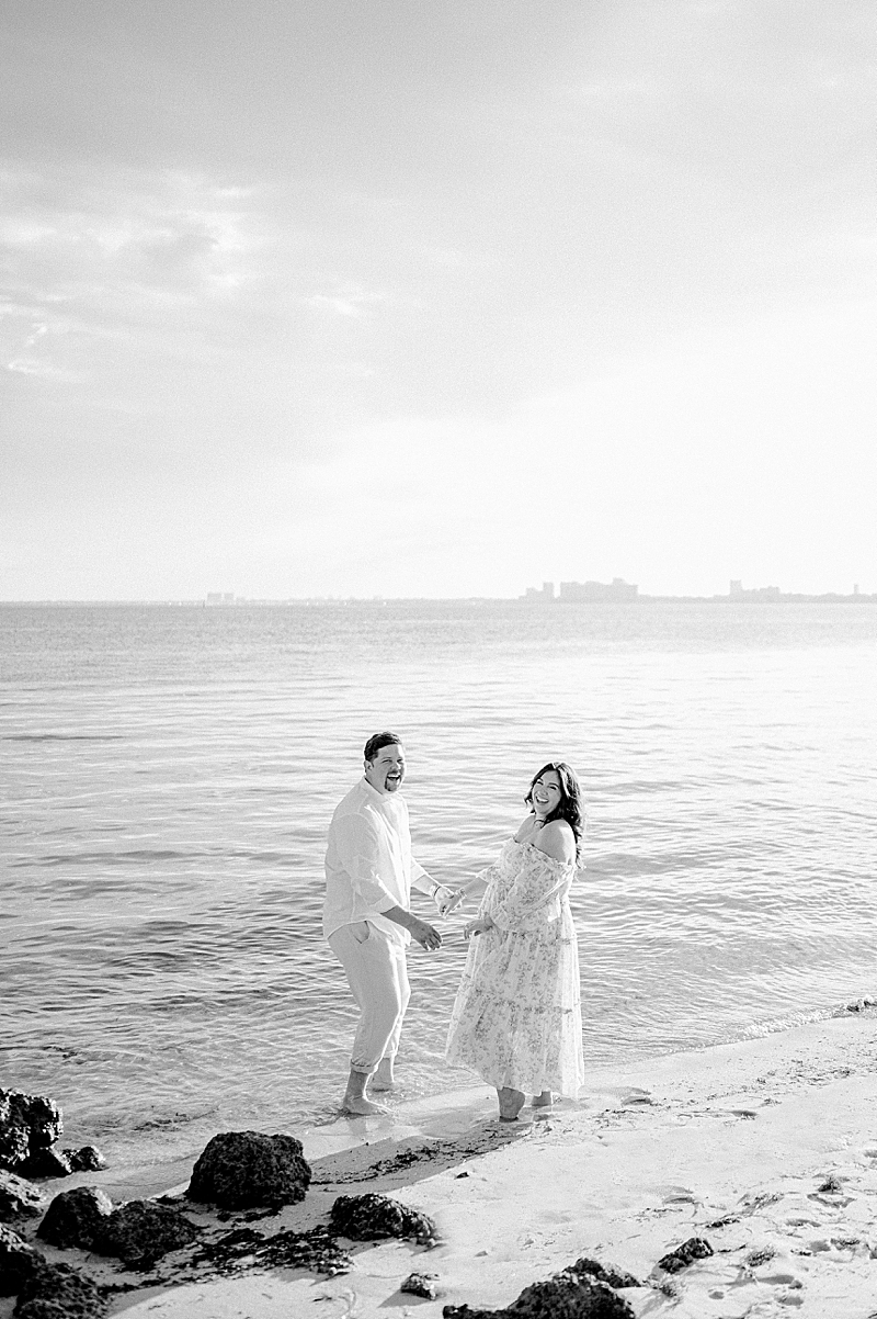 golden hour maternity session beach photography couple session black and white photography