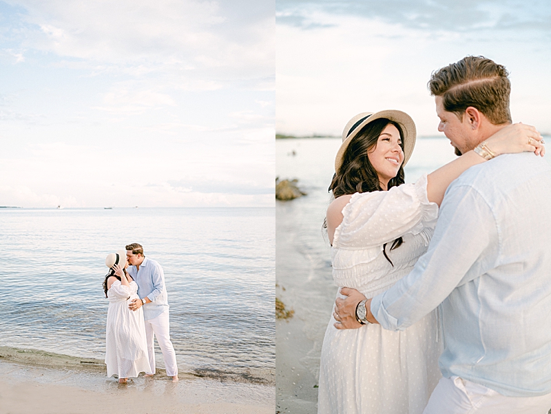 golden hour maternity session beach photography couple session pastel colors film photography