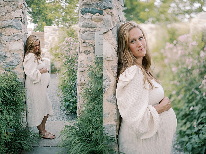 outdoor maternity photography session film photography natural light neutral colors