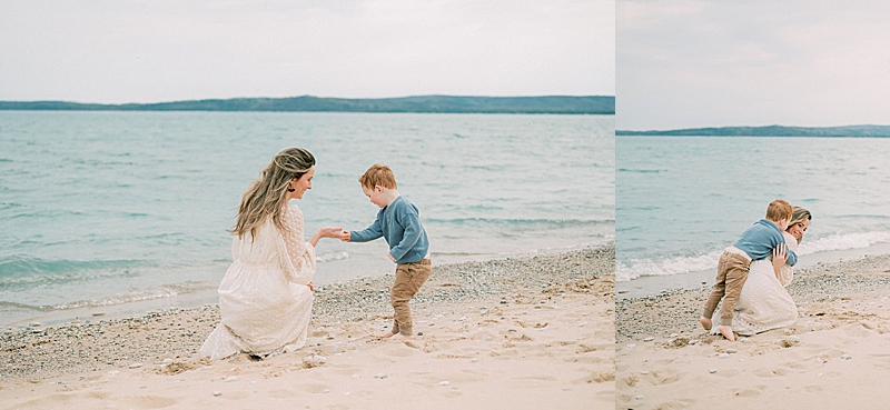 fall-vibe family photography session, natural light photography, film-inspired coloring, coastal beach family photography