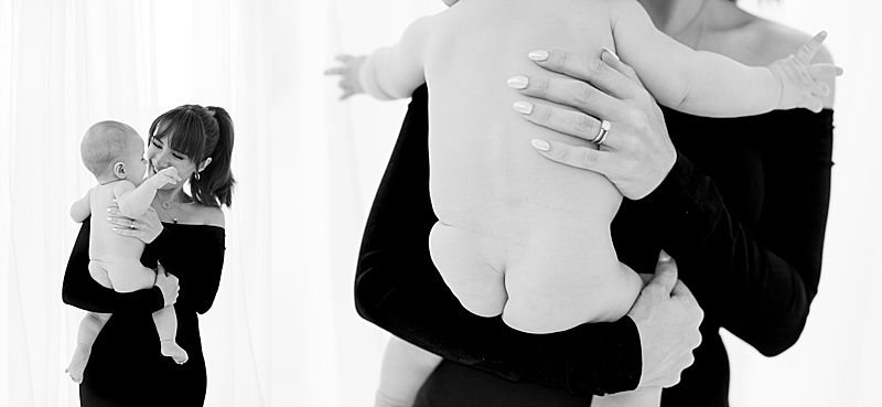 intimate mother and baby photography, studio photography, natural light photography black and white photography